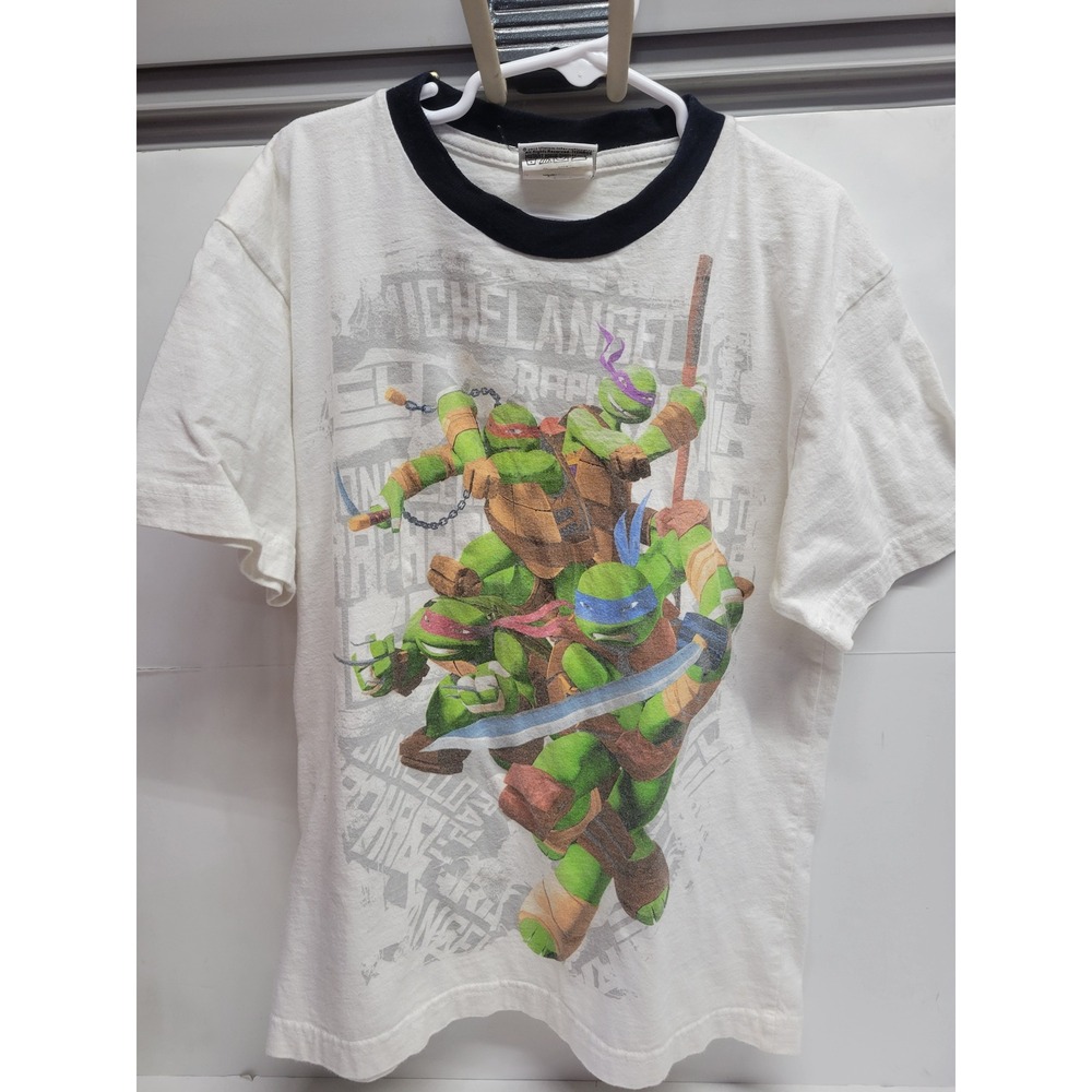 Vtg Nickelodeon TMNT Teenage Mutant Ninja Turtles Ringer Graphic Tee Youth S